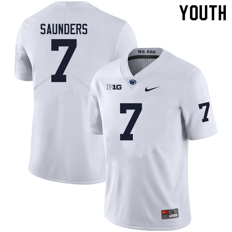 Youth #7 Kaden Saunders Penn State Nittany Lions College Football Jerseys Sale-White